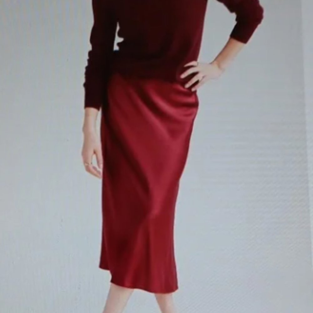 Quince 100% Silk Washable Silk Skirt Burgundy